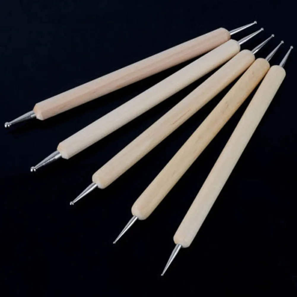5 Pcs Pack Wood Pen Dotting Tools Stringing Drowing Use DIY Nail Art