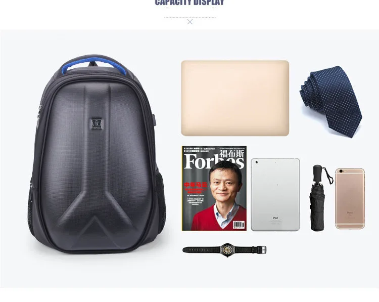1" Большой Вместительный рюкзак для ноутбука, Модная компьютерная посылка, уличный мужской рюкзак, жесткий корпус, коробка, бизнес порт для зарядки, USB сумка