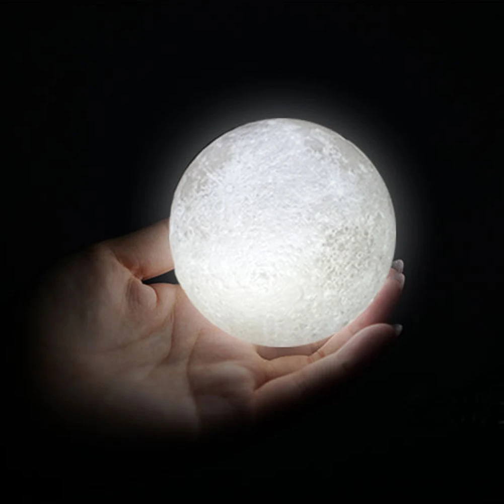  Magic Full Moon Light 3D Print LED Moon Lamp Touch Sensor Desk Lunar Lamp Yellow White Colorful Cha - 32823236931