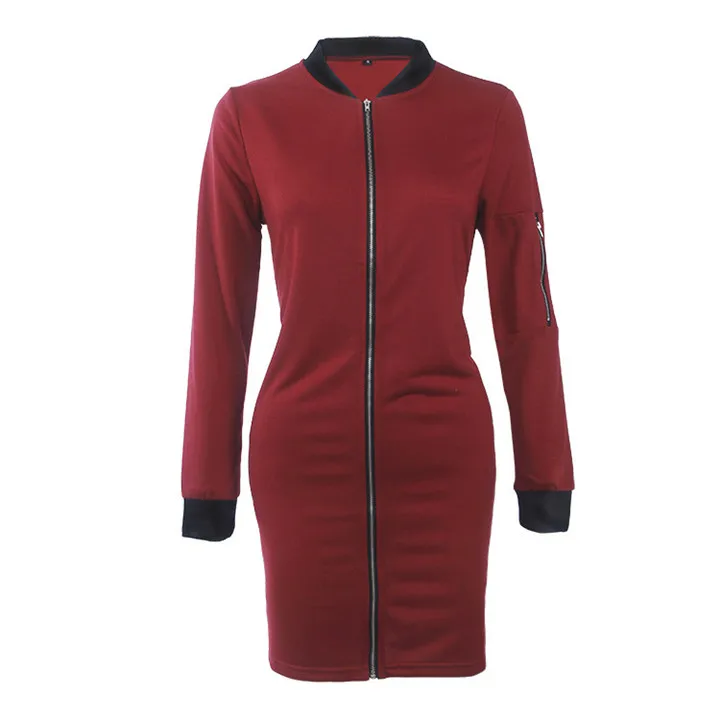 2017 autumn new European and American fashion ladies in the long section of pure color simple fashion jacket jacket (12)