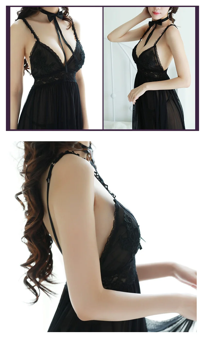 Summer Women Soft Sexy Nightwear Backless Night Dress Women Sexy Lace Lingerie Sleepwear Nightgown Night Gown Night Wear Dress (7)