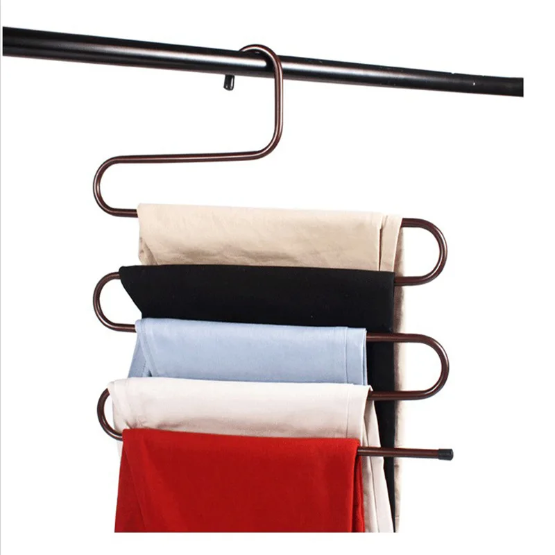 Stainless Steel Hanger 5 Layers Wardrobe Storage Organization S Pants Trousers Scarfs Belt Towel Storage Clothes Drying Rack