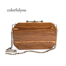 Винтажный стиль женские сумки через плечо высокого качества сумки из дерева полосатый узор сумка через плечо с цепочкой Сумка для колледжа