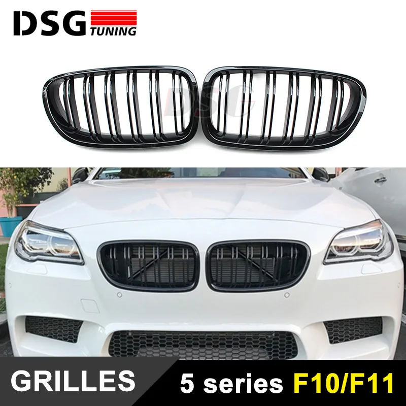 buy F10 M5 2 Fin Gloss Black Front Kidney Grill Grille Mesh F10 Grid For BMW 5 Series 520i 525i 528i 530i 535i 2014 2015 2016