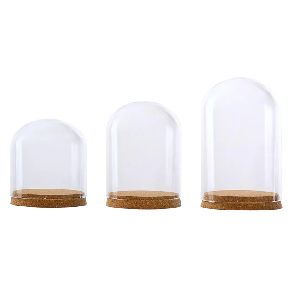 Glass Dome Cover Cloche Bell Jar Succulents Terrariums with Wood Cork Wedding Parties Decorations Miniatures Craft