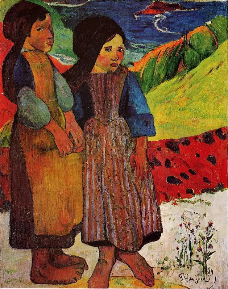 

Breton Girls by the Sea by Paul Gauguin oil Painting Canvas High quality hand painted Landscape Art Reproduction