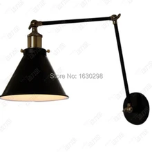 Винтаж поворотный кронштейн Apliques Pared бра индустриальный лофт настенные светильники черный абажур светодиодный настенный набор ламп E27 Спальня современный