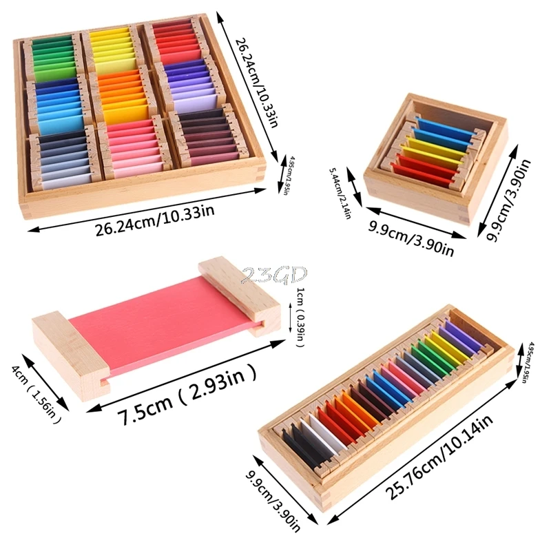 Монтессори Sensorial материал обучения цвет Таблетка Коробка 3 деревянная Дошкольная игрушка MAY2_35