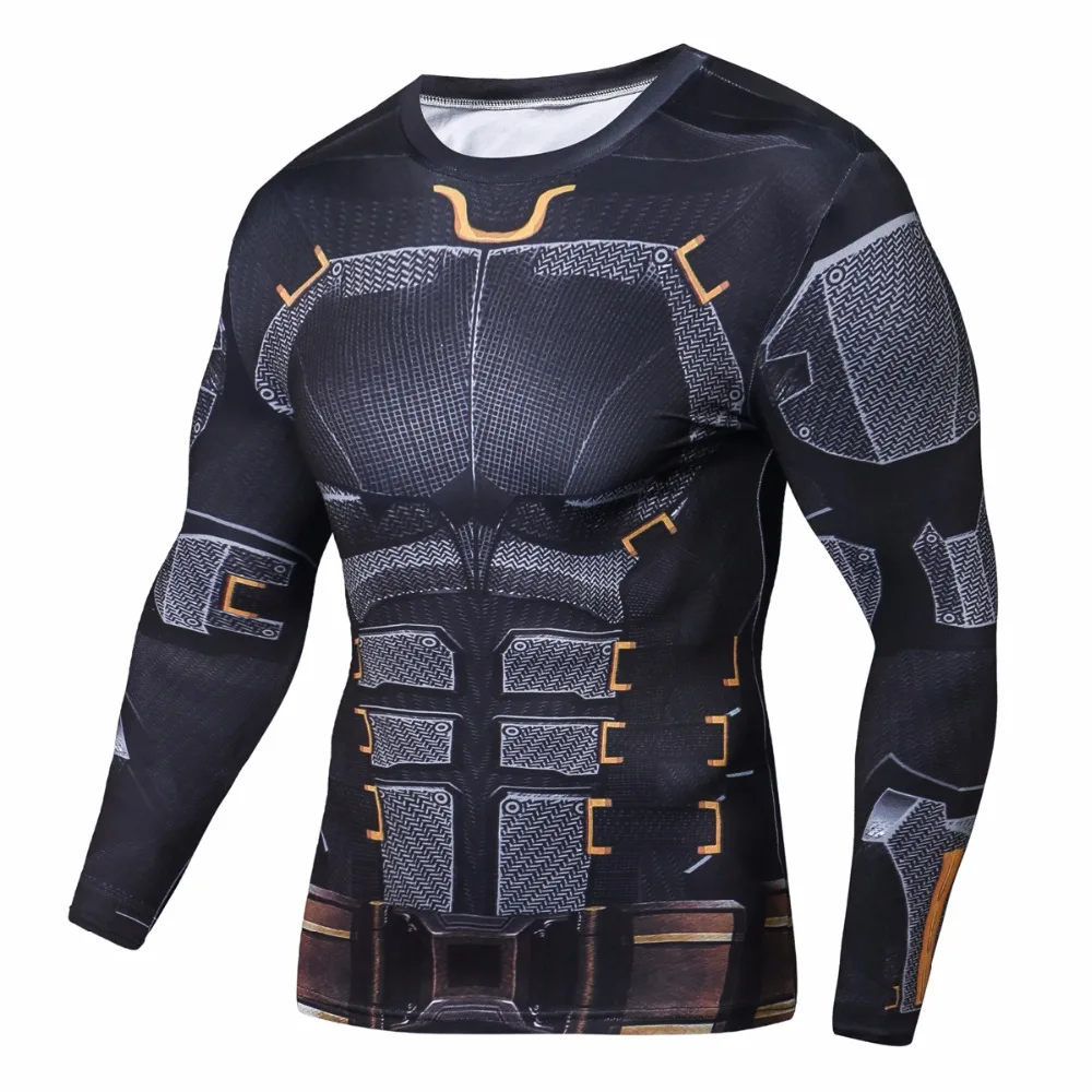 

2018 New Mens Compression Shirts 3D Plus Size Long Sleeve T Shirt Fitness Tights Brand Clothing Teen Cosplay Male Rashguard