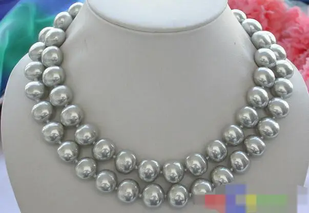 

3762 gray EGG SOUTH SEA SHELL PEARL NECKLACE