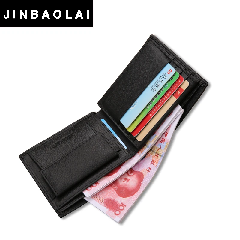 Luxury 100% Genuine Leather Wallet Fashion Short Bifold Men Wallet Casual Soild Men Wallets With Coin Pocket Purse Male Wallet