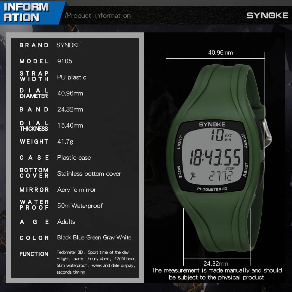 SYNOKE3D мужские часы спортивные Synoke калории шагомер хронограф уличные часы 50 м водонепроницаемые мужские часы zegarek meski