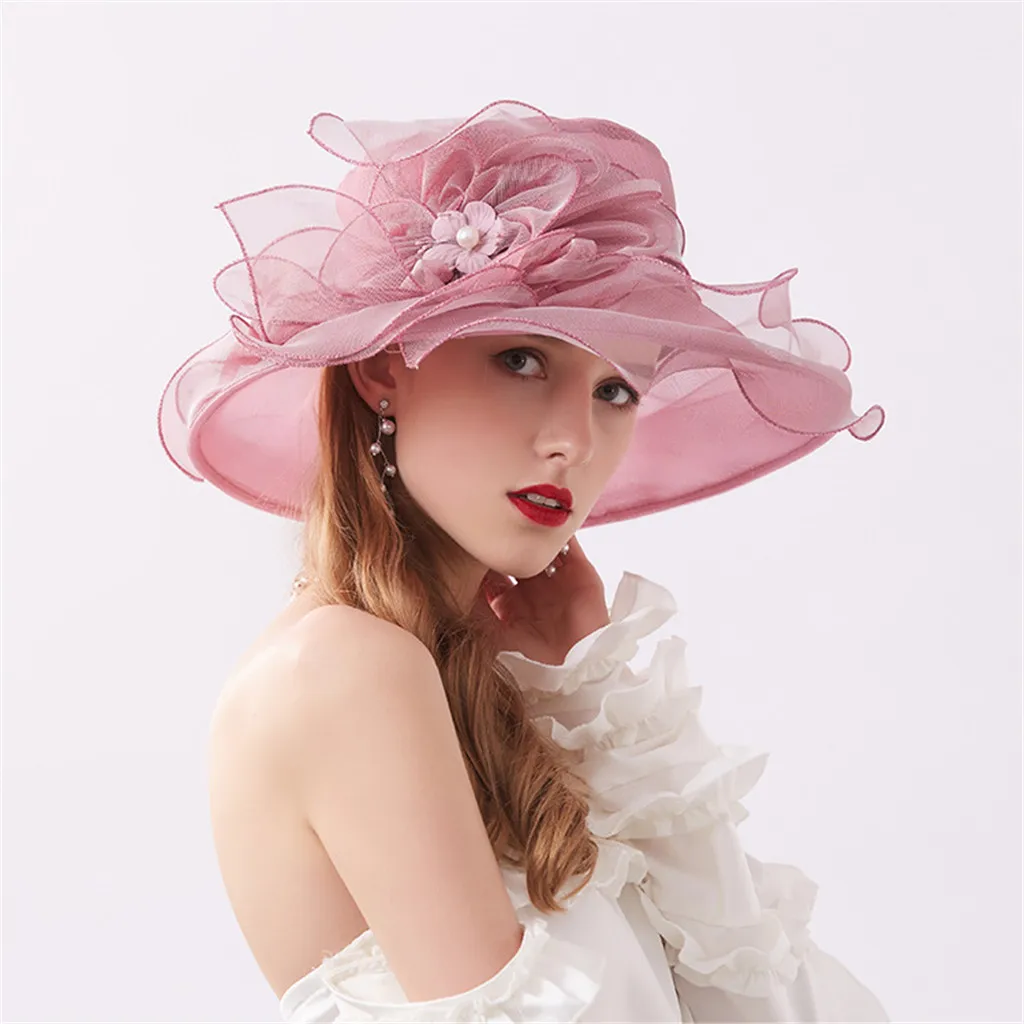 

Women's Organza Church Kentucky Derby Elegant Noble Glamorous Bridal Tea Party Wedding Hat sombrero mujer verano