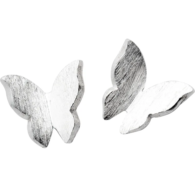 925 пробы серебро женские модные серьги-гвоздики с бабочкой для женщин подарок дружбы для девочек-подростков B027