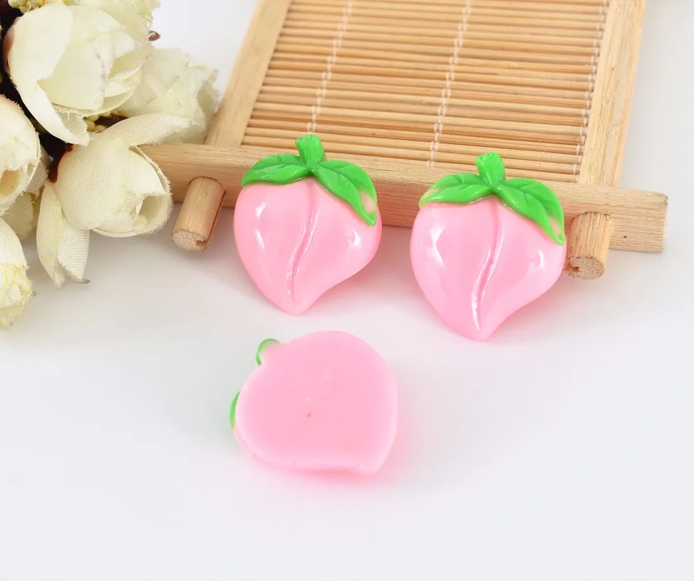 

Kawaii cartoon Fruit juicy peach Figurine Home decoration flat back planar resin craft DIY hair Bow accessories MagNICI