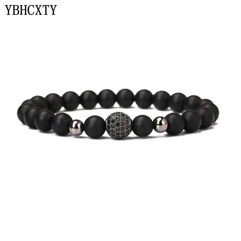 CZ мяч Браслет Подвески Pulsera Для мужчин изделия 8 мм бусины браслеты жёсткий