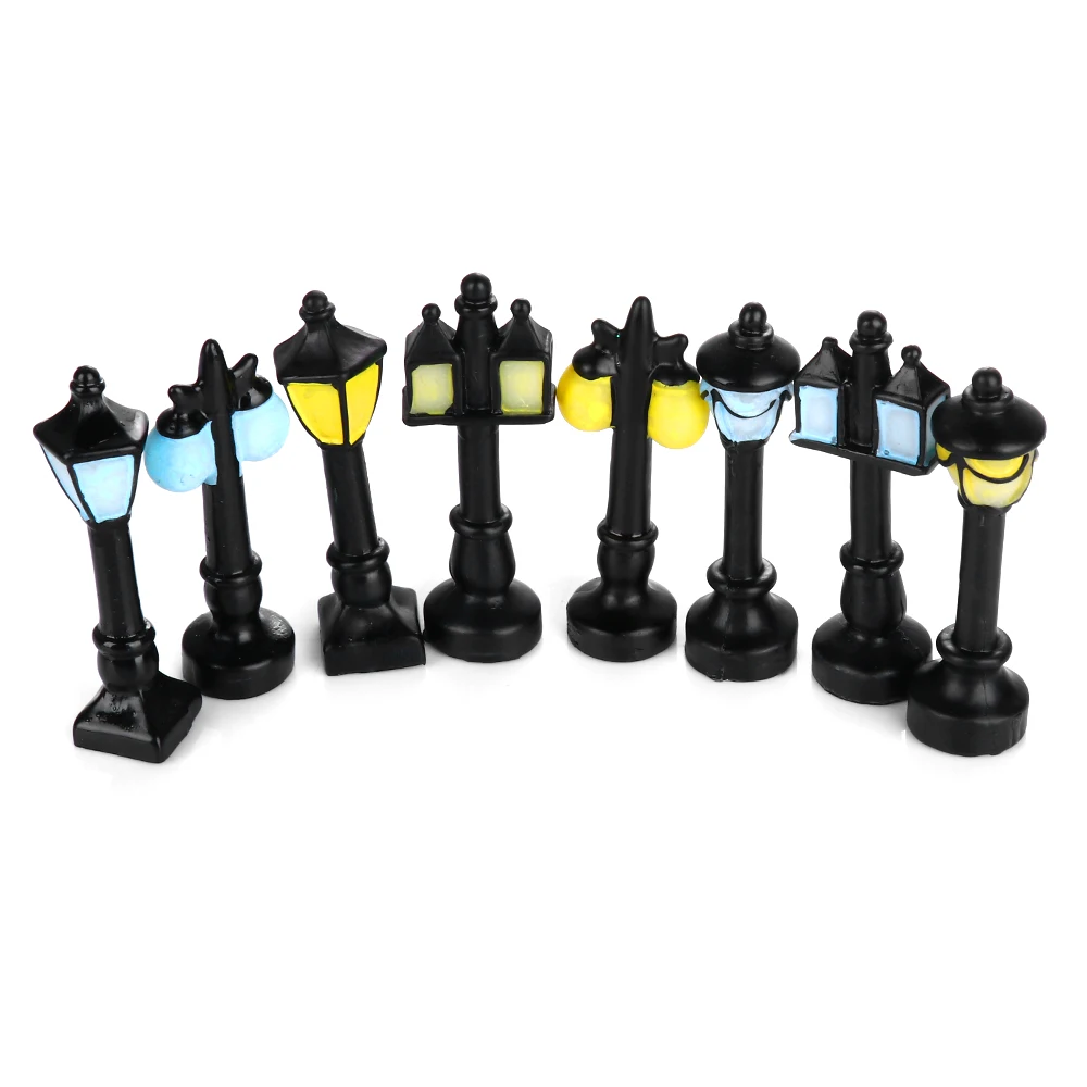 

Mini Street Light Lamp Figurine Antique Imitation Fairy Garden Home Miniature Jardin Terrarium Decor Micro Landscape Resin Craft