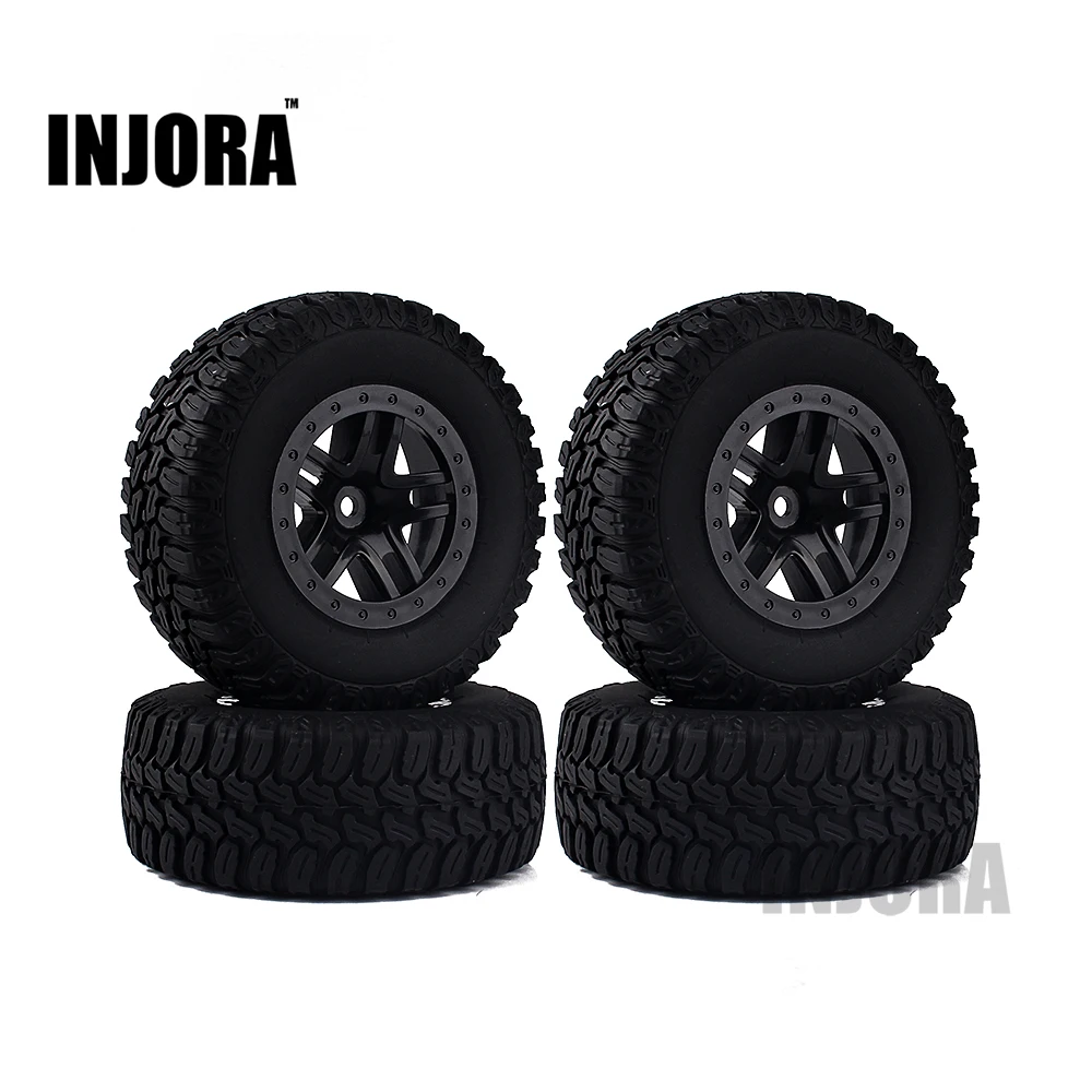 INJORA 4 шт. обода колеса и шины Набор для 1/10 RC короткий ход грузовик Traxxas Slash VKAR 10SC HPI RC модель автомобиля