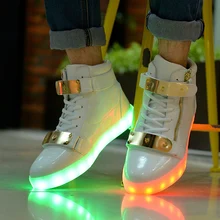 New Men&Womens 7 Colorful Led casual Shoes High Tops Leisure Simulation Party Chaussure Femme Usb Con Luz Lights fashion schoen
