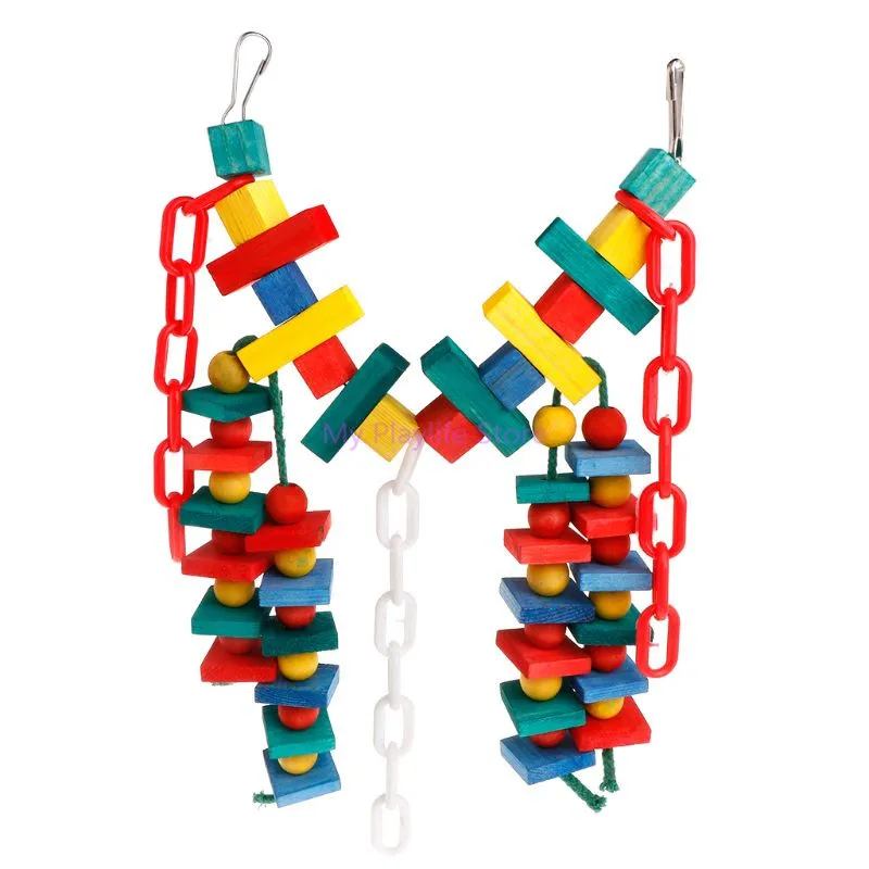 

Parrot Colorful Wooden Toy Strand Bridge Perch Chain Pendant Play Bird Parakeet Funny Swing Hanging Cage Chew Toys C42