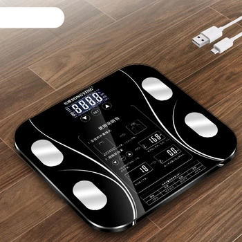 

USB Rechargeable Electronic Weight Scale Digital Electronic Health Scale with Display for Home (Black)