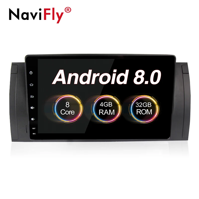 Cheap NaviFly 9" Android 8.0 Car Multimedia radio audio player or BMW/E39/X5/M5/E53 support Canbus 4G Wifi GPS Navigation RDS 0