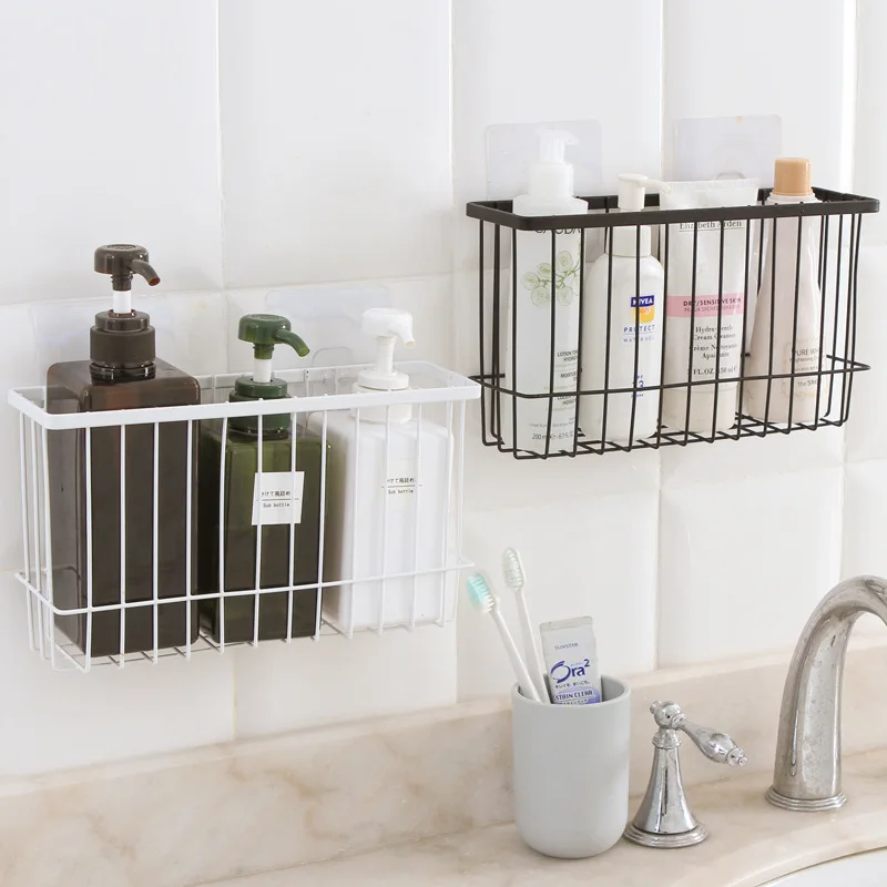 

Large-capacity wall-mounted wrought iron storage rack kitchen bathroom hanging basket sink organizer ZP7131536
