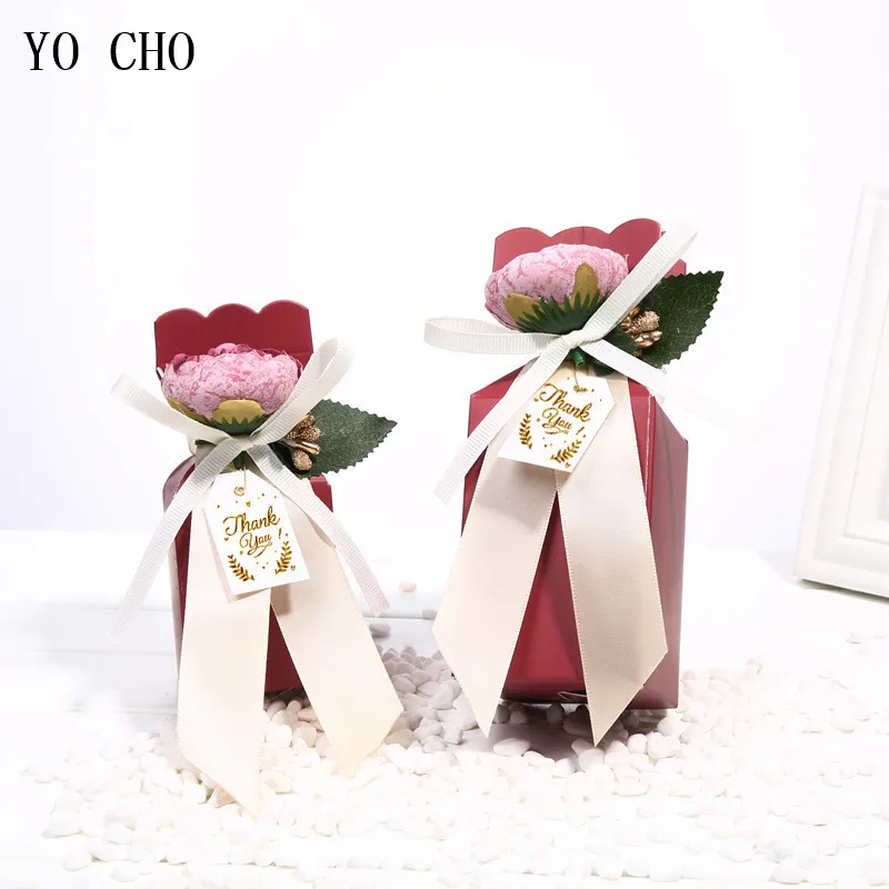 YO CHO 5 шт. коробка для конфет с красивыми розами Свадебные сувениры ленты