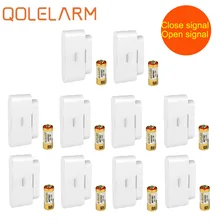 Qolelarm открытый/закрытый 2 сигнала 10 шт./лот 433 МГц Беспроводной магнитный детектор открытия двери и окна датчик сигнализации со встроенной антенной