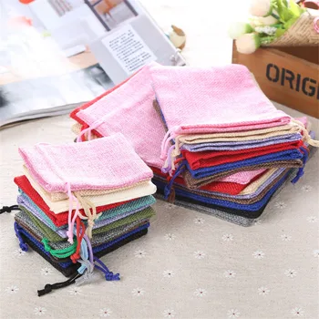 

1000pcs/lot Linen Drawstring Pouch Jewelry Bag Logo Printed Jute Pouch Christmas/Wedding Party Candy Gift Gunny Packaging Bag