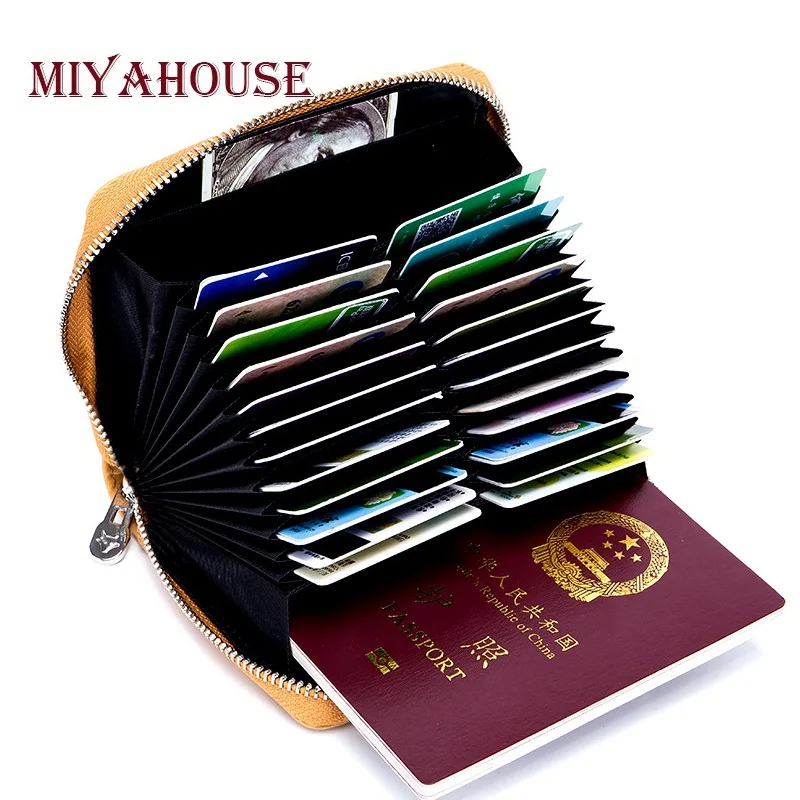 High Capacity Unisex Cards Holder Wallet Male Passport Purses Split Leather Female Credit Holders Mens Business Bag | Багаж и сумки
