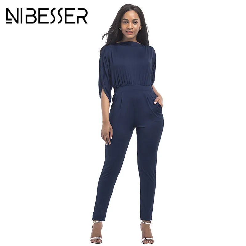 NIBESSER Autumn Women Jumpsuits Fashion Slash Neck Rompers Female Pleated Solid Body Suits Elegant Jumpsuits Playsuits Women Z30 Body : image NIBESSER Autumn Women Jumpsuits Fashion Slash Neck Rompers Female Pleated Solid Body Suits Elegant Jumpsuits Playsuits Women Z30 Body