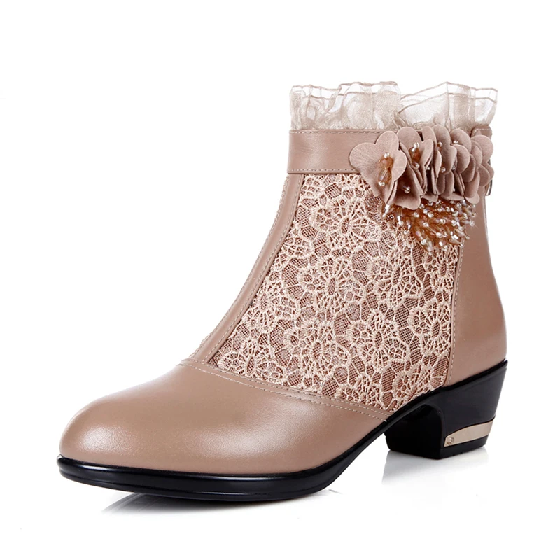 

Womens Boots Spring/Autumn 2018 New Fashion Lace Hollow Out Ladies Shoes Woman Leather Sexy Ankle Boots For Women Botas Mujer