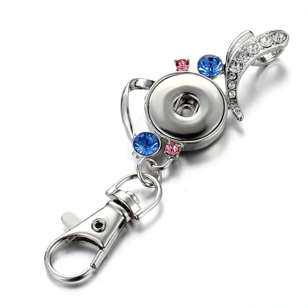 New flower Snap Jewelry Pendant Necklace lanyard Ginger Crystal 18mm