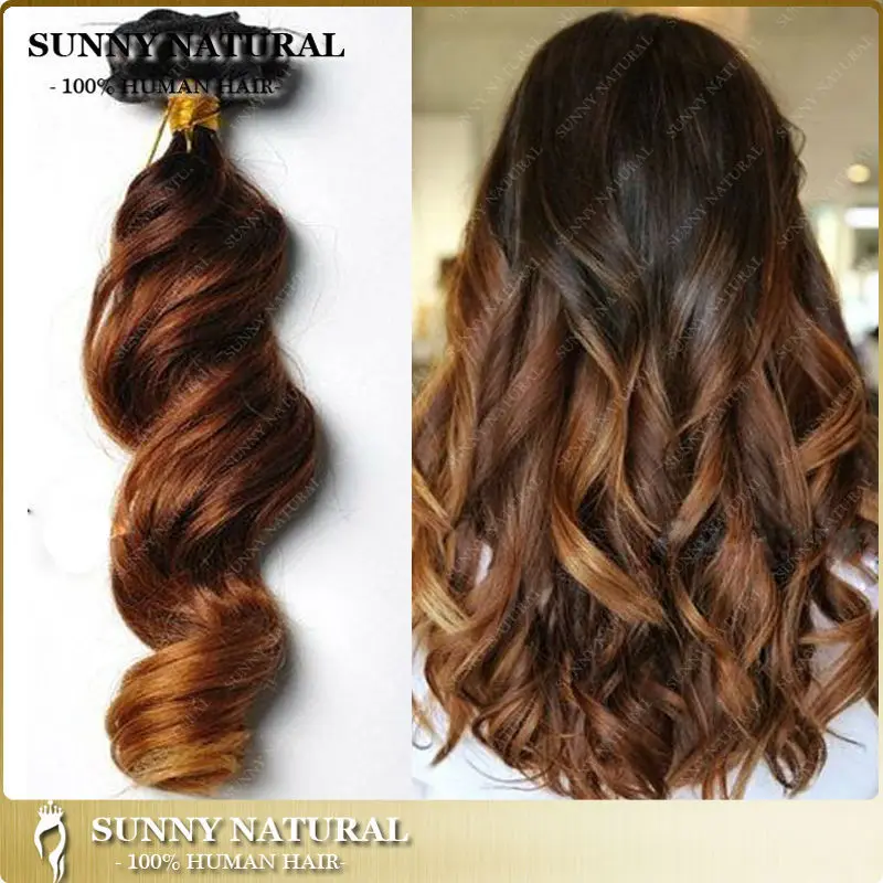 Fashion Ombre Clip In Hair Extensions Human Hair Loose Wave