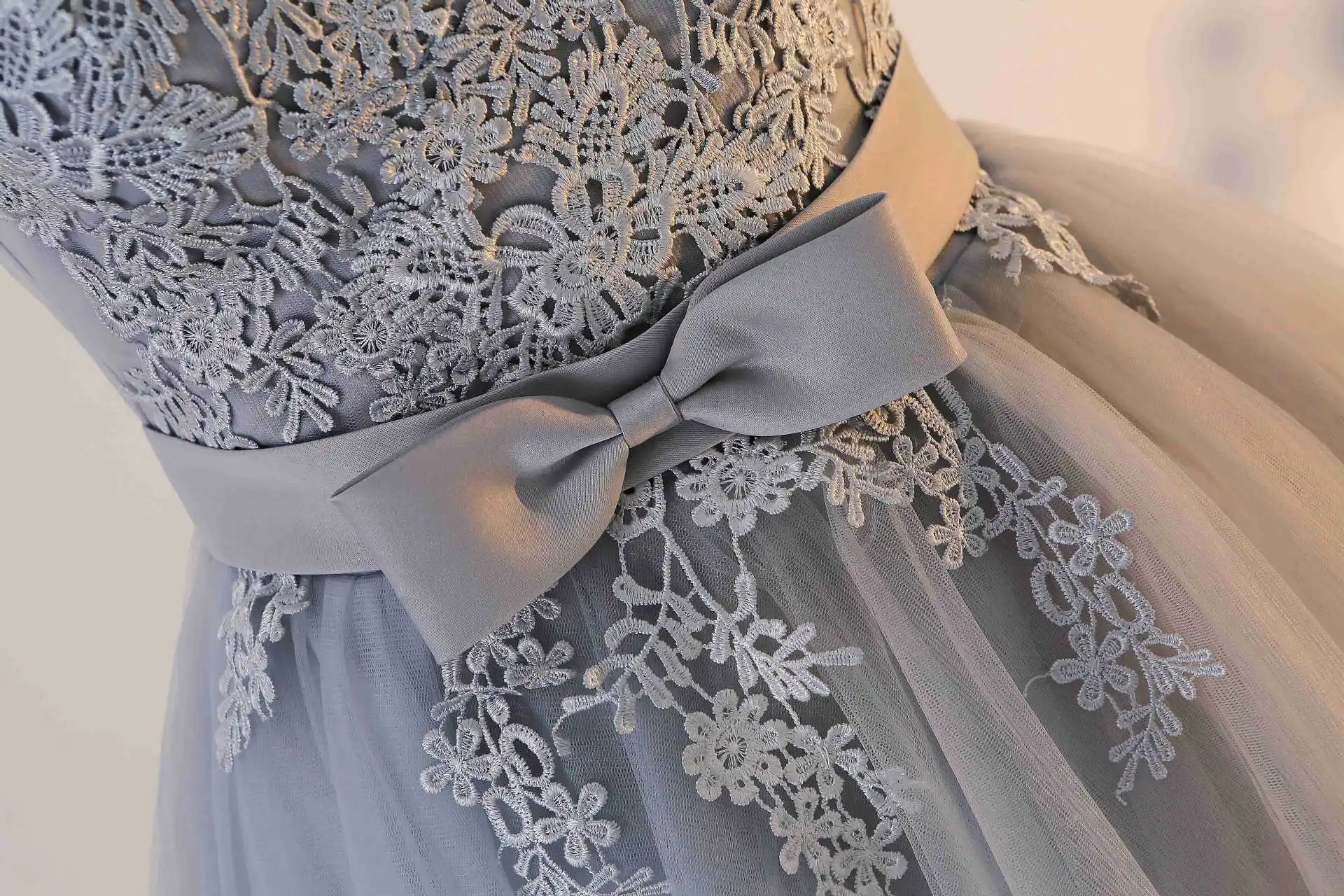 Rendas até Mini Vestidos de Festa sem Costas Vestidos de Baile com Arco Vestidos de Festa Simples Cinza Champanhe Branco Colher Pescoço Curto - 3 Simples cinza champanhe branco colher pescoço rendas