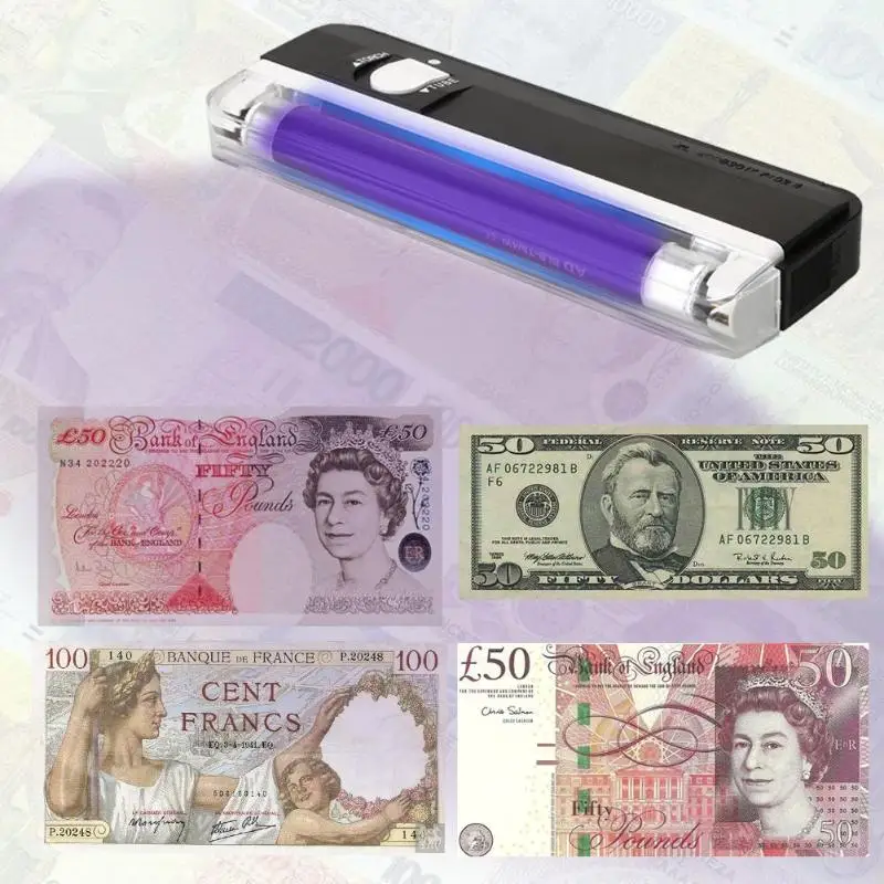 Ручной УФ светодиодный светильник фонарь лампа полезные банкноты детектор поддельный валюта деньги детектор 2в1 Высокое качество практичный