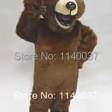 Талисман счастливый костюм гризли, маскот коричневый пушистый медведь Mascotte костюм маскота костюм Карнавальная Фантазия платье EMS отправка