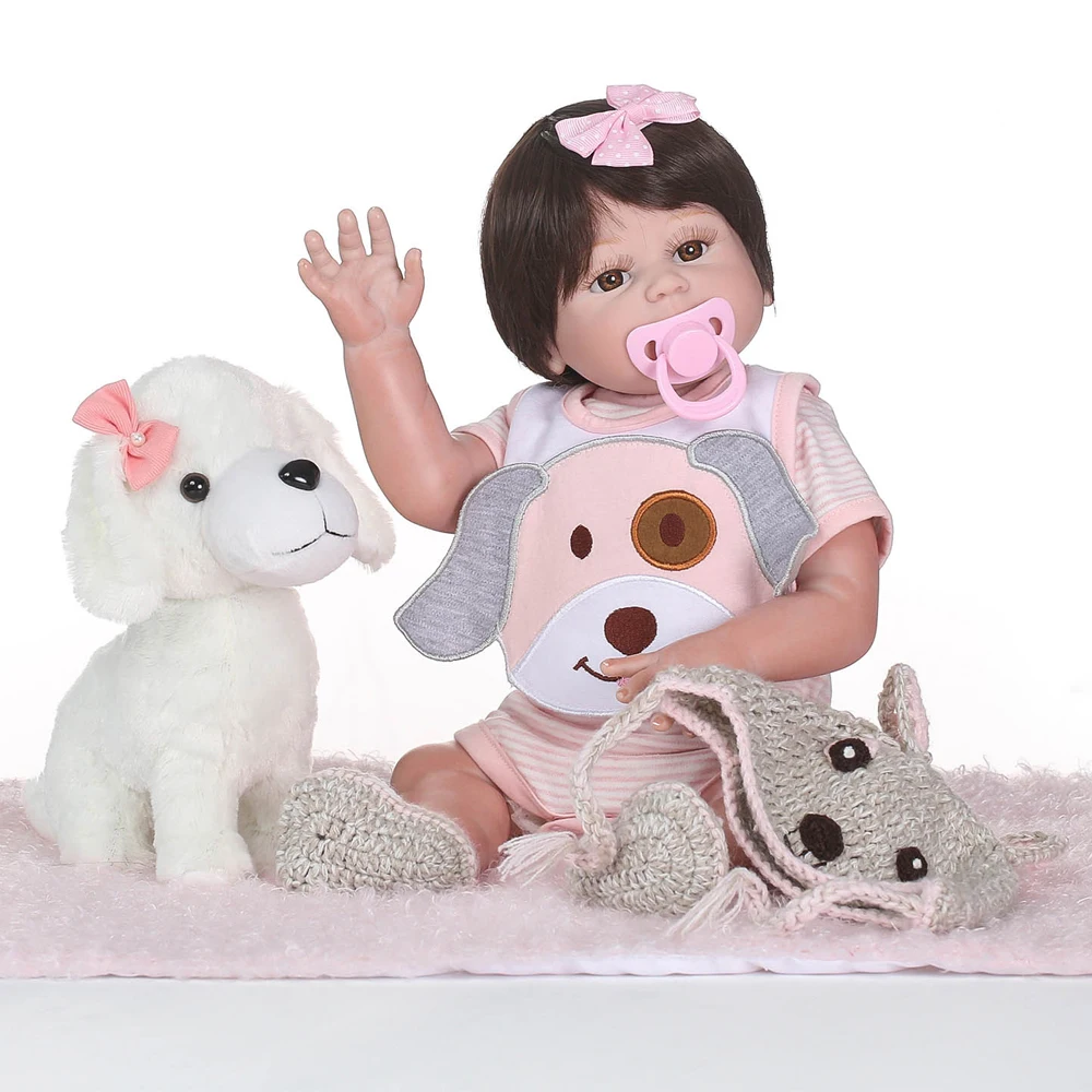 

popular 50CM Silicone Reborn Baby Doll Girl Toys Lifelike Babies Boneca Full VInyl Fashion Dolls Bebe Reborn Menina