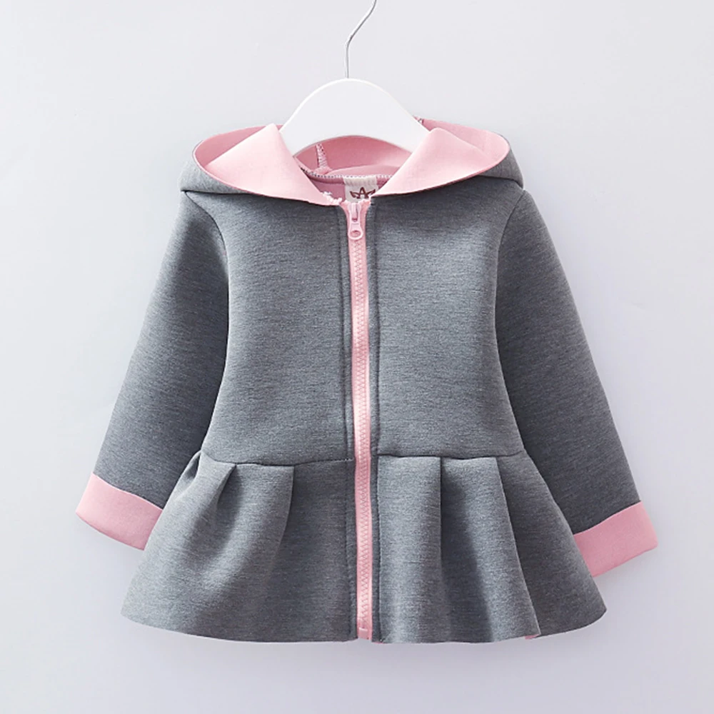 Babyinstar/осенне-зимнее новое пальто для девочек; одежда для детей; куртки с капюшоном и заячьими ушками; Верхняя одежда для малышей; стильное Детское пальто с героями мультфильмов