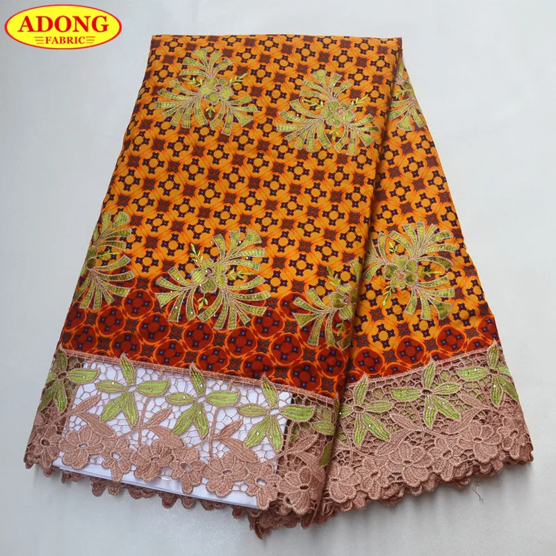 

Nigerian prints wax lace fabric high quality 2019 embroidery african wax laces fabric with stones 6 yards/pcs real wax for party