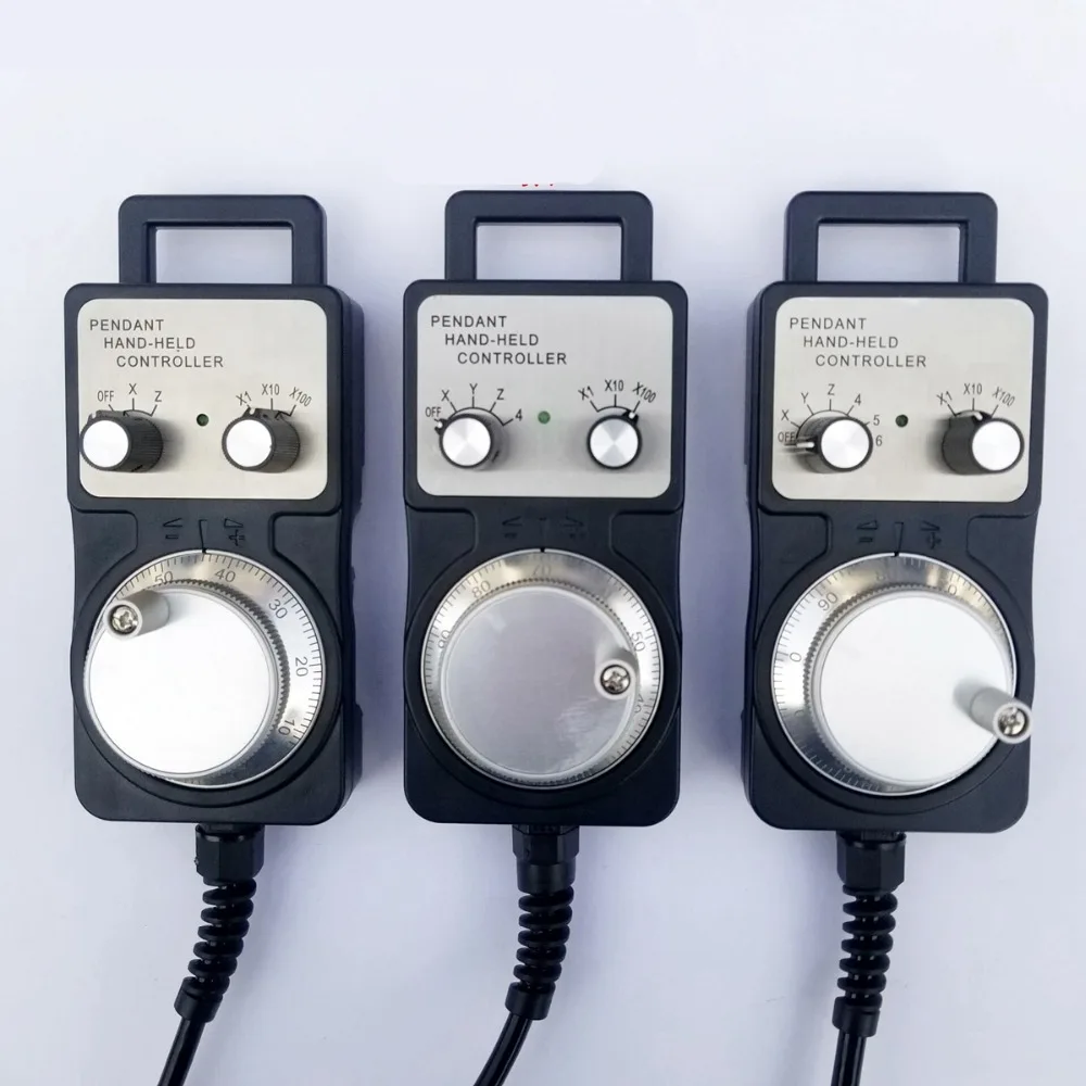4 6 Axis MPG Universal Pendant Handwheel manual pulse generator 5V 12V 24V with Emergency Stop For cnc router machine cnc handwheel
