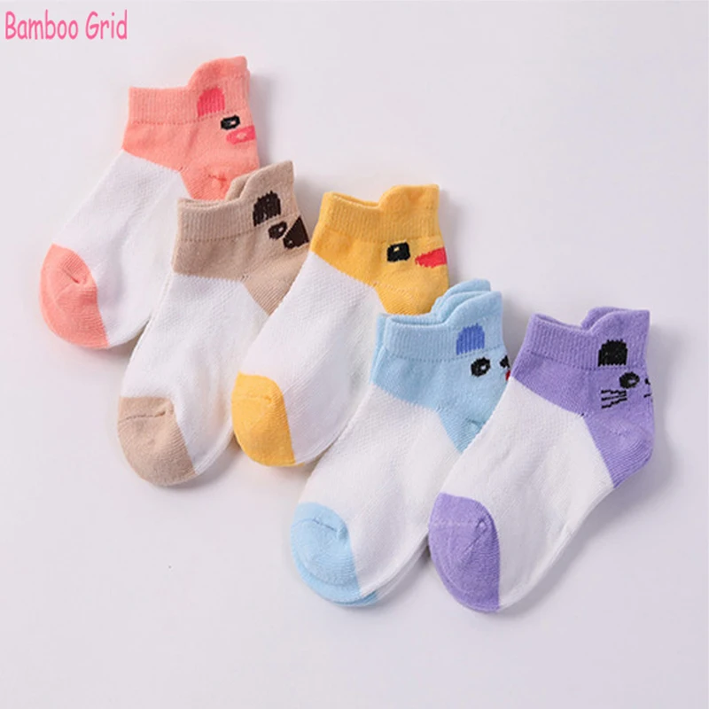 

10Pieces=5 Pairs/ Lot Summer Mesh Style Cotton Baby Boy & Girls Socks Animal cartoon Boat Socks For 1-12 Year Children Socks