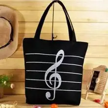 Школьная Холщовая Сумка для девочек, женская сумка на одно плечо с принтом музыкальной ноты, Эко сумка для покупок, переносная сумка, 2 цвета, модная