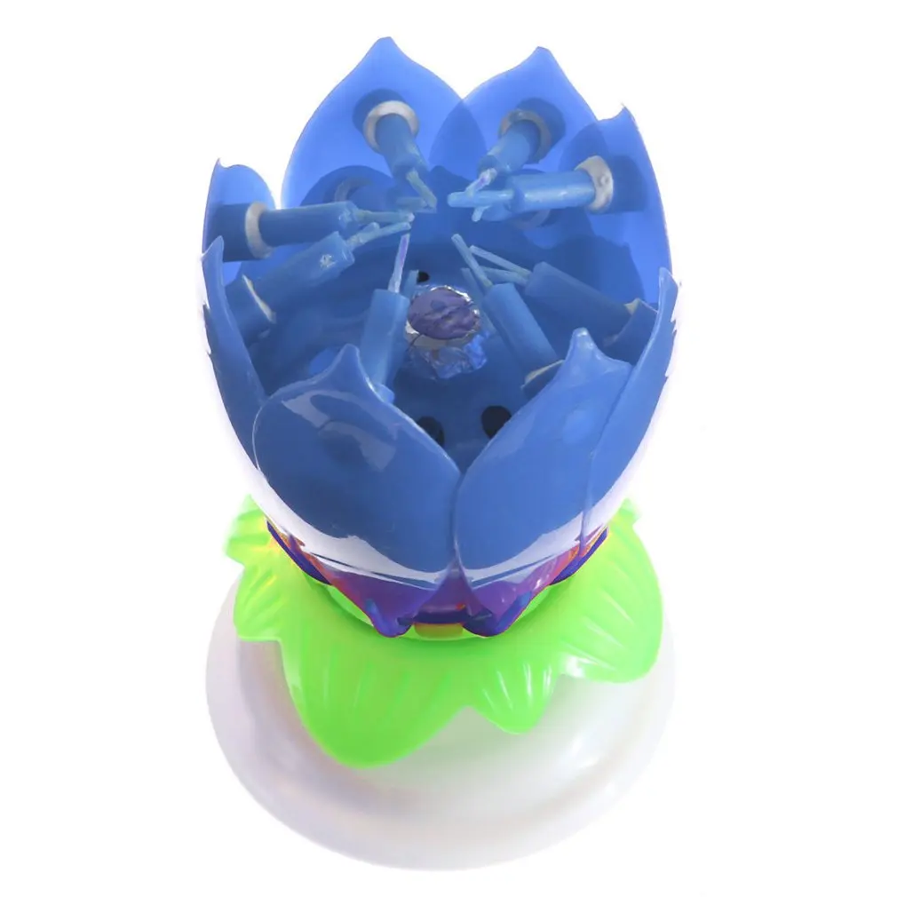 

Happy Birthday Blossom Lotus Musical Candle Magical Flower Romantic Party Gift With 14 pcs Candle Wholesale