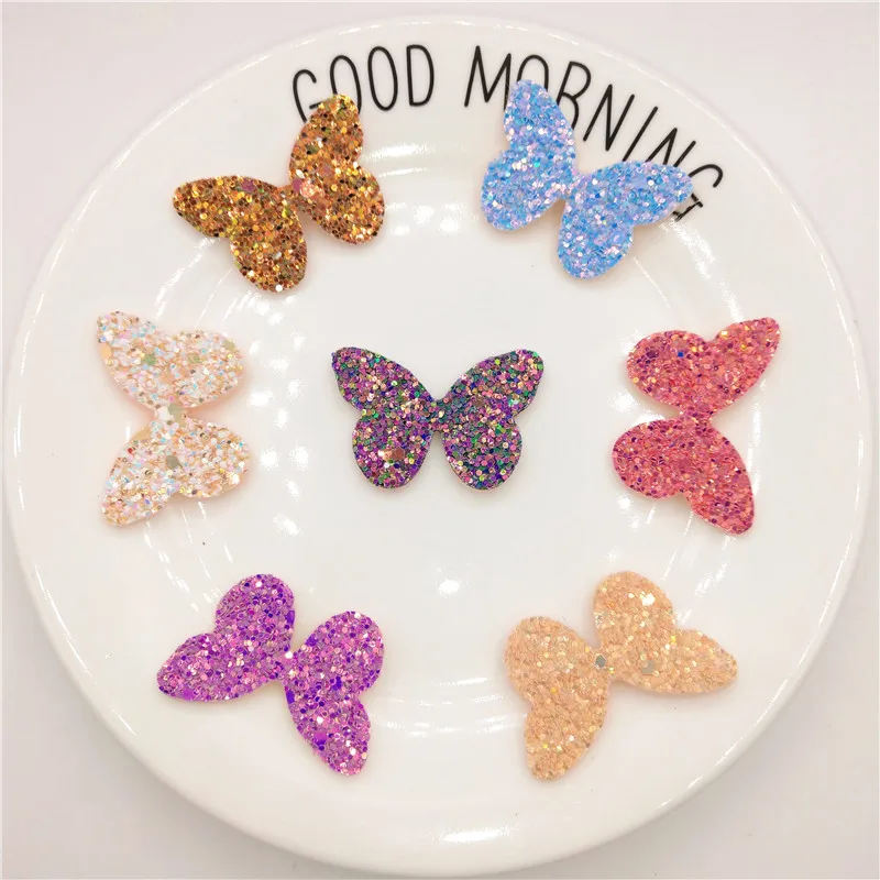 

Wholesale 200pcs/lot Glitter Paillette Padded Butterfly Appliques For Clothes Sewing Supplies DIY Craft Decoration