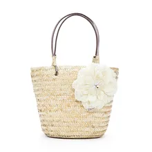 OCARDIAN bolsos de paja bolsa de mimbre mujeres Simple hecho a mano Vintage tejido bohemio de playa Flor de viaje de gran capacidad bolso