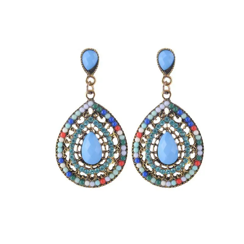 

Pendientes Bohemio Vintage Etnicos Rhinestone Earings Fashion Jewelry Water Drop Pearl Dangle Drop Earrings For Women Oorbellen