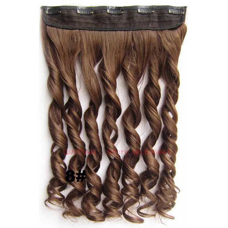 Jeedou волнистые волосы на клипсах в одной части для наращивания волос 5 клипсов 2" 60 см синтетические черные коричневые необработанные и грязные женские шиньоны - Цвет: #8