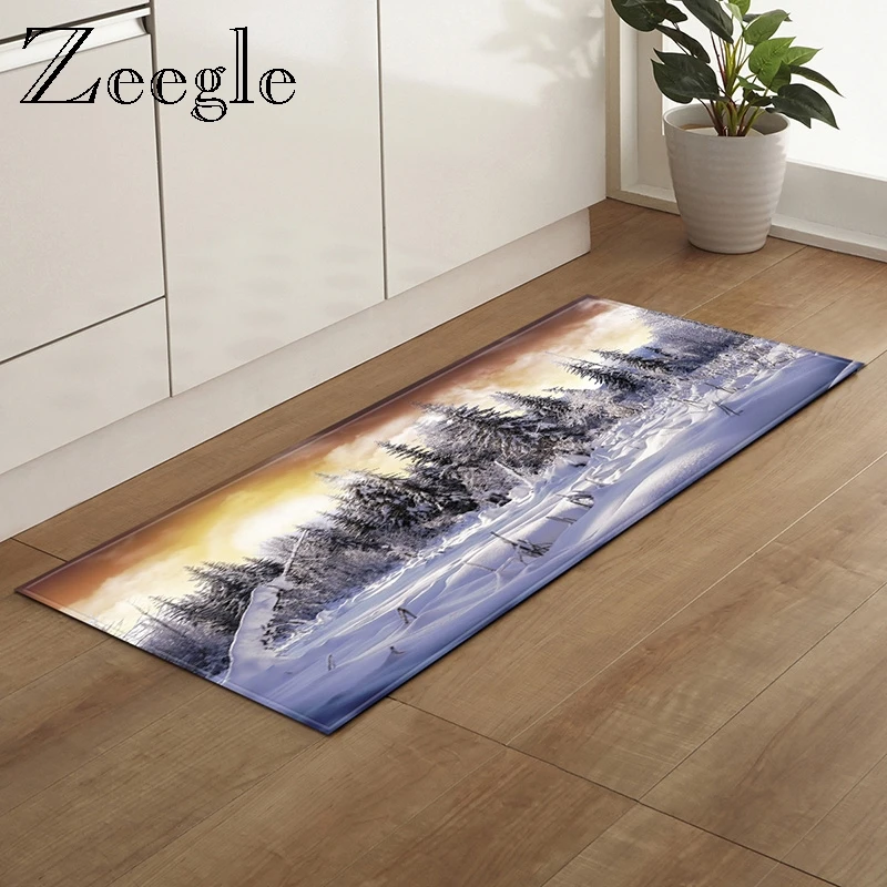  Zeegle 3D Scenic Pattern Kitchen Floor Mat Non-slip Carpets Table Floor Mats Absorbent Kitchen Rugs